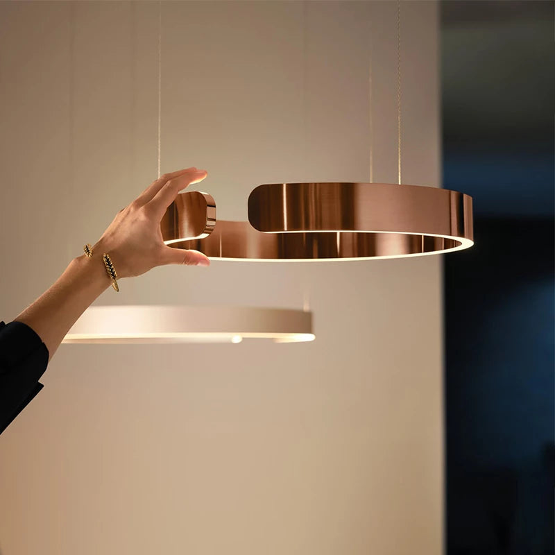 Moderna lampada a sospensione circolare a LED