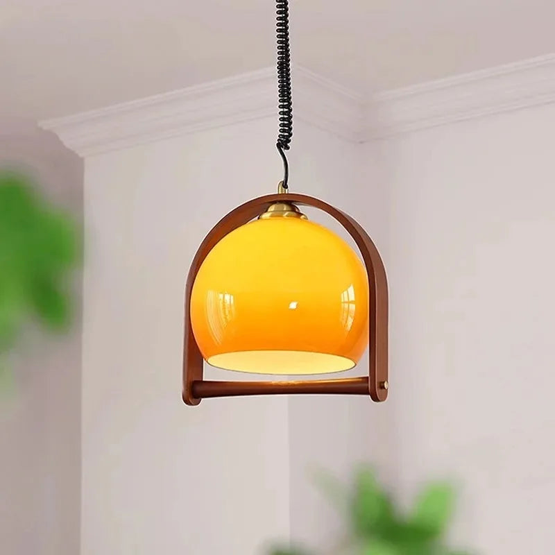 Luci a sospensione in legno Bauhaus vintage