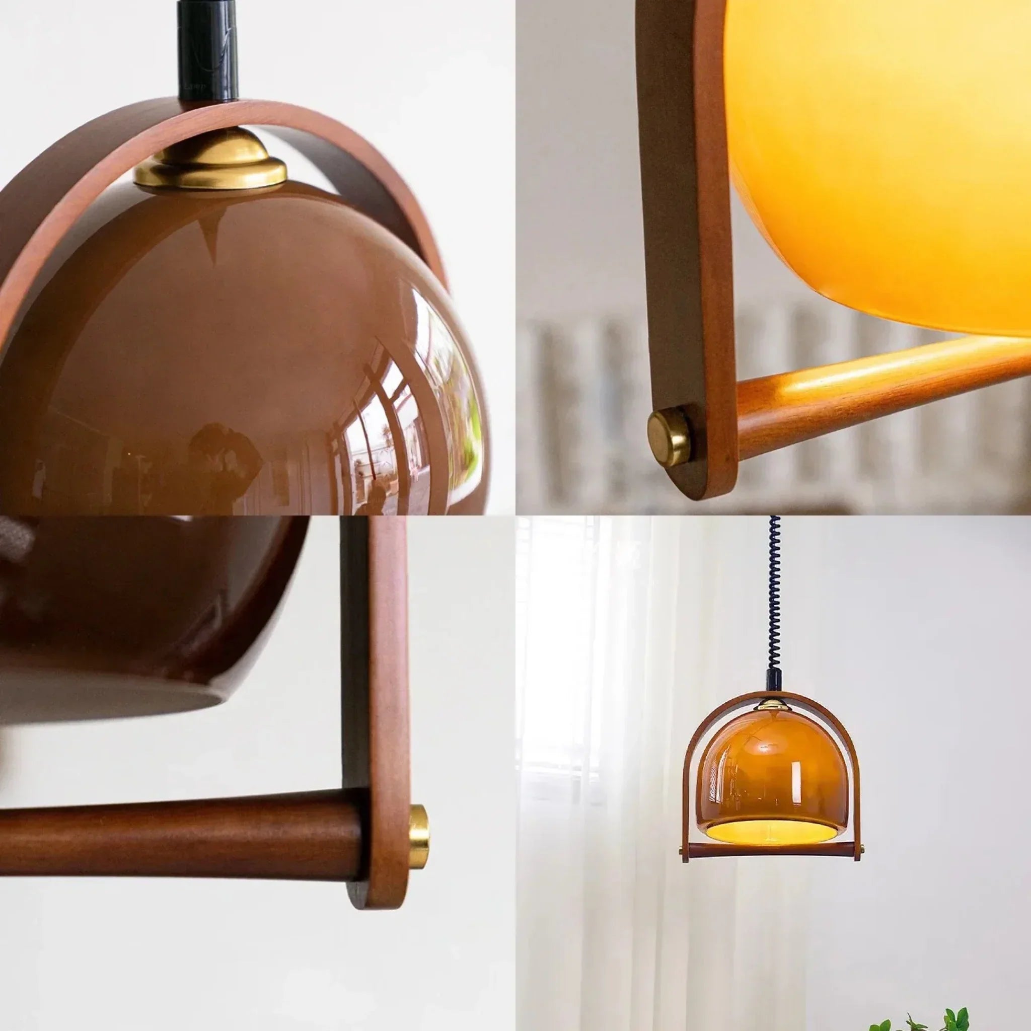 Luci a sospensione in legno Bauhaus vintage