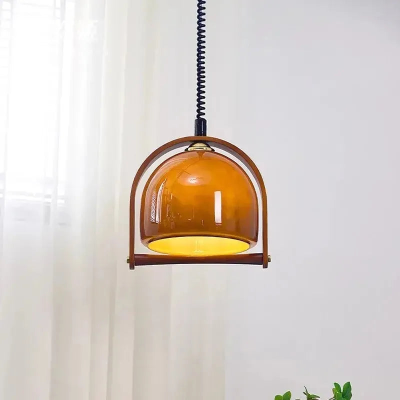 Luci a sospensione in legno Bauhaus vintage