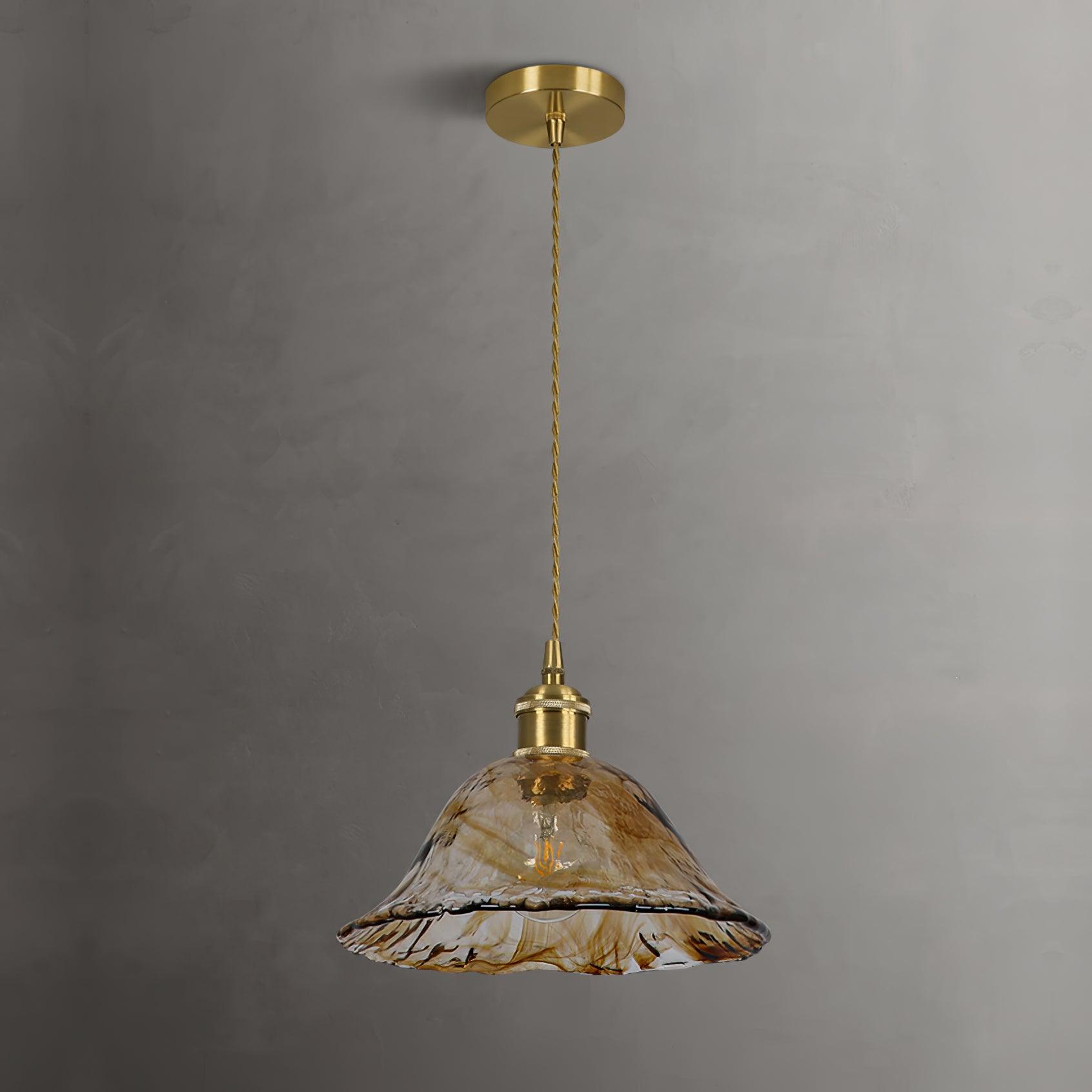 Luce a sospensione in vetro marrone vintage