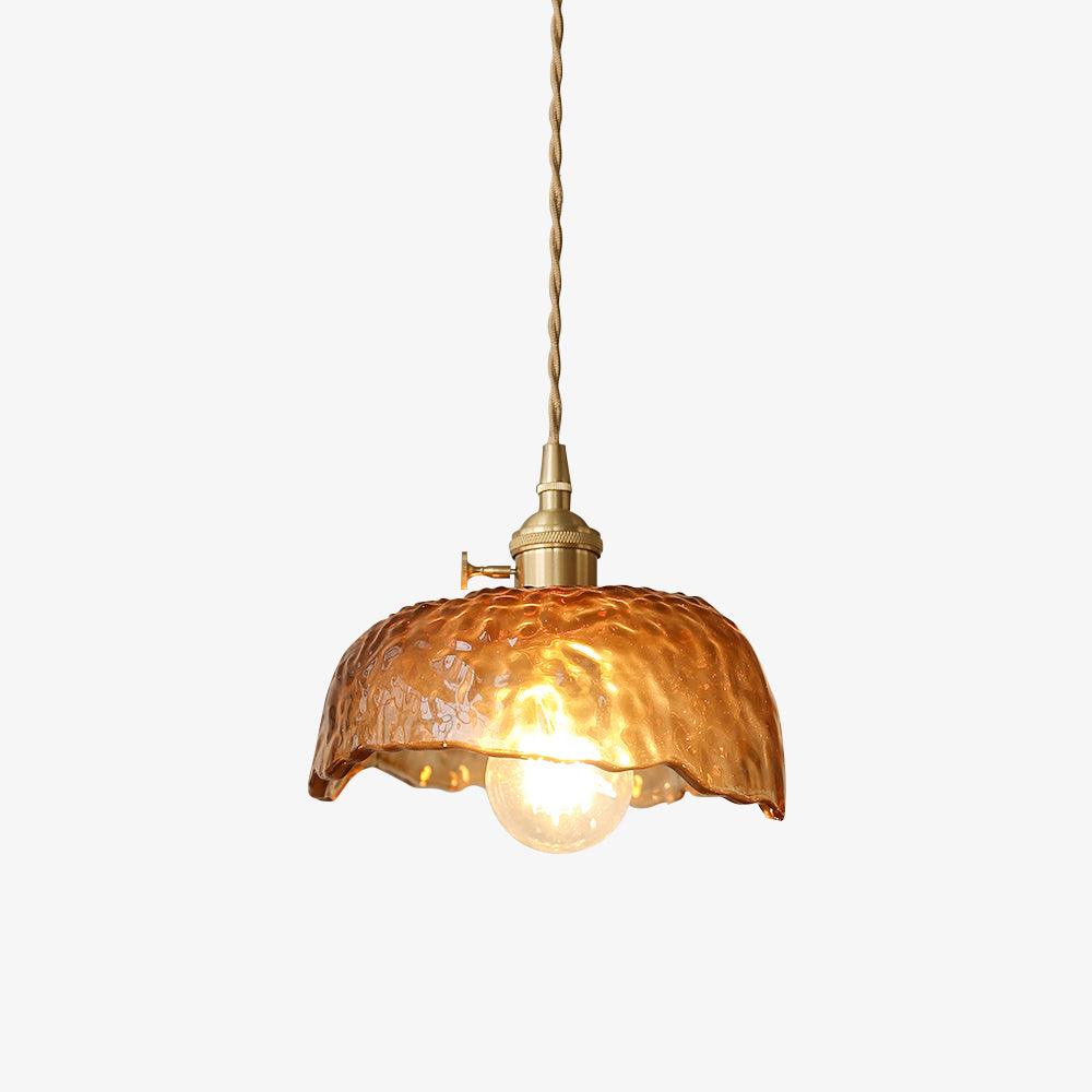 Luce a sospensione in vetro marrone vintage