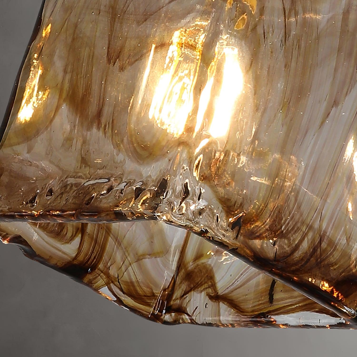 Luce a sospensione in vetro marrone vintage