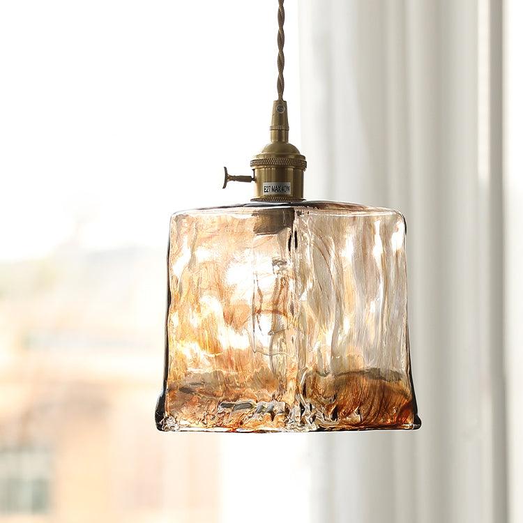 Luce a sospensione in vetro marrone vintage