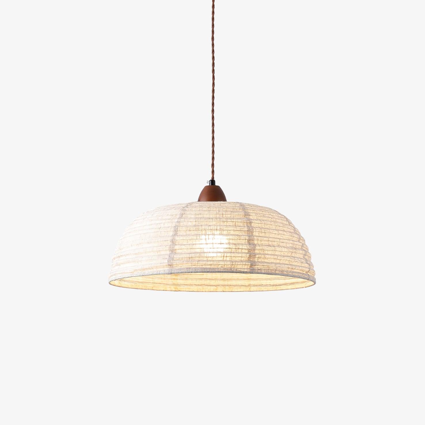 Lampada a sospensione della serie Legno e Tessuto