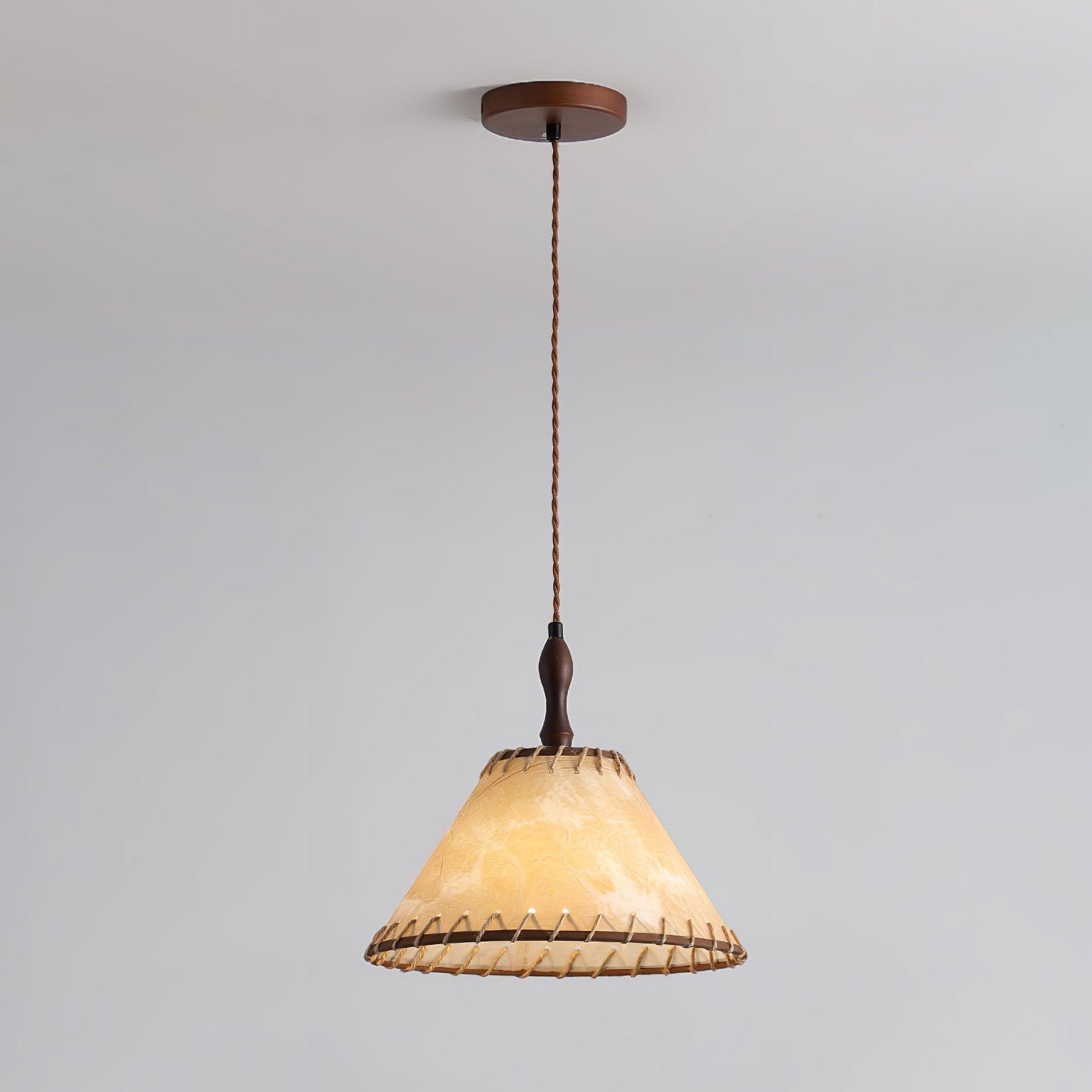 Lampada a sospensione della serie Legno e Tessuto