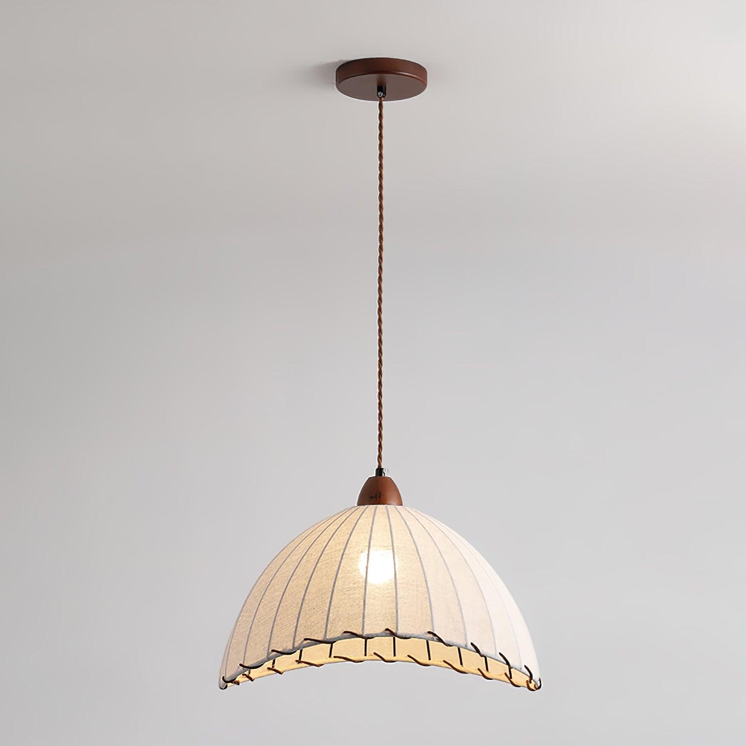 Lampada a sospensione della serie Legno e Tessuto