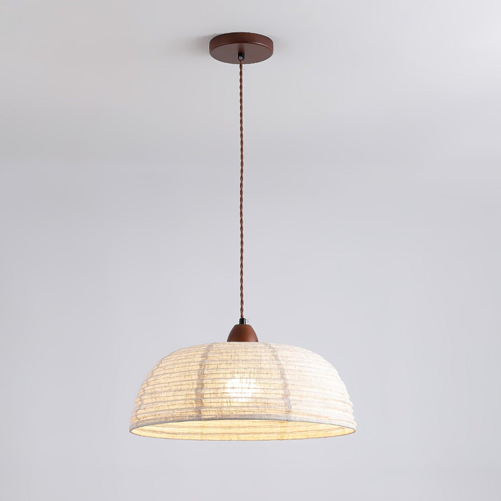 Lampada a sospensione della serie Legno e Tessuto