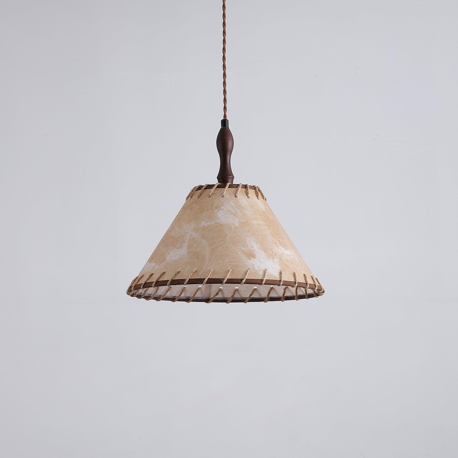 Lampada a sospensione della serie Legno e Tessuto