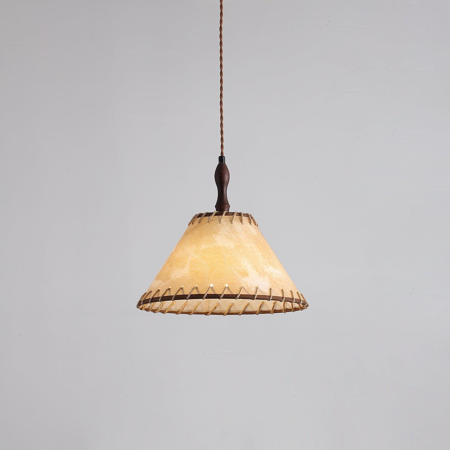 Lampada a sospensione della serie Legno e Tessuto