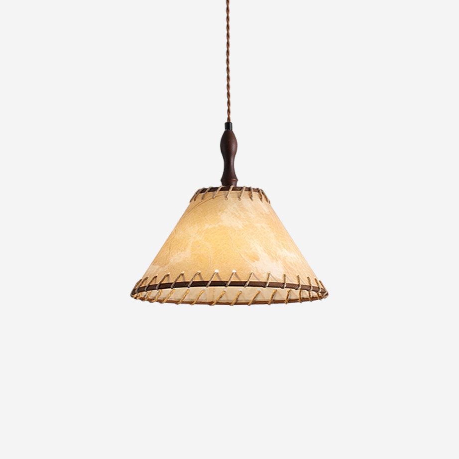 Lampada a sospensione della serie Legno e Tessuto