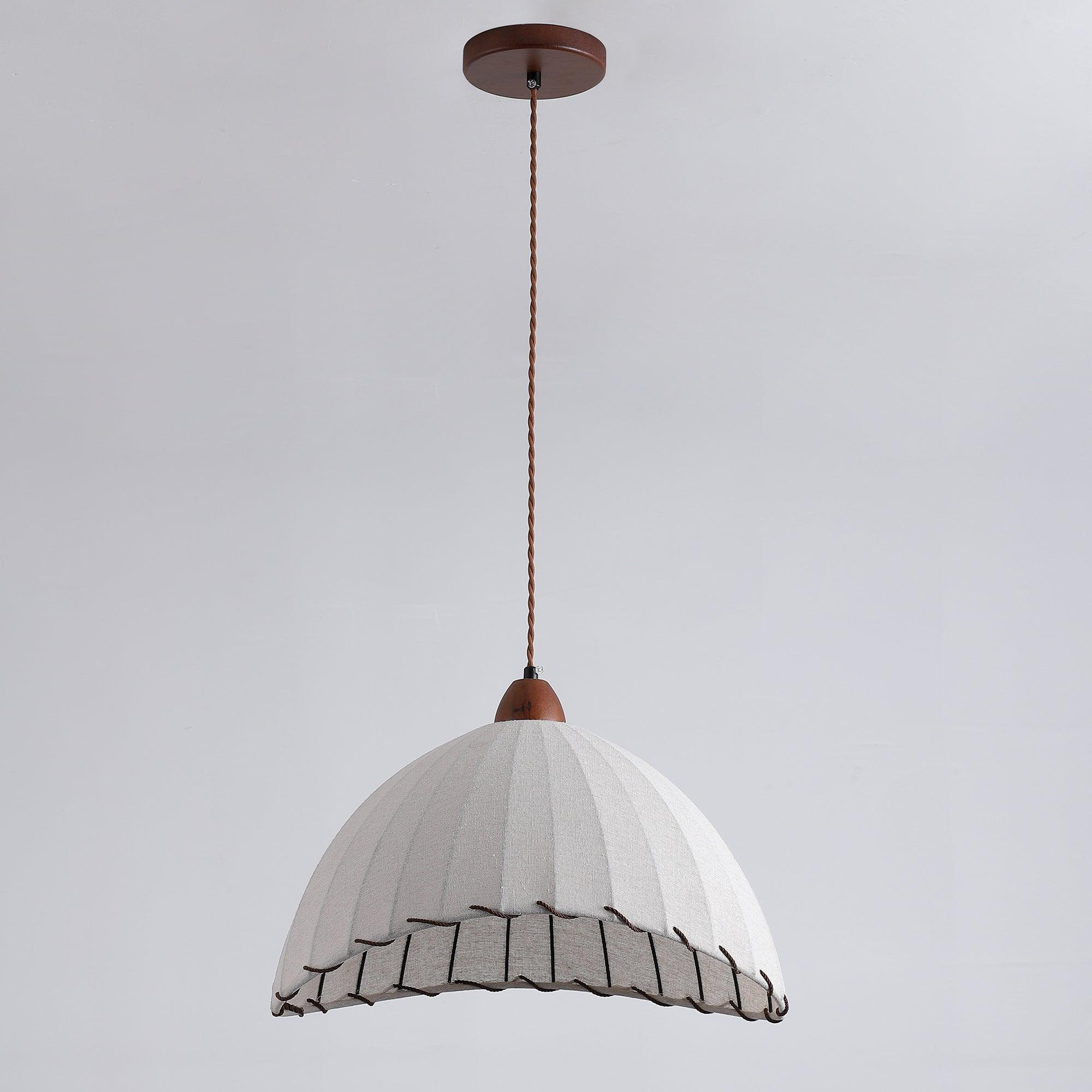 Lampada a sospensione della serie Legno e Tessuto