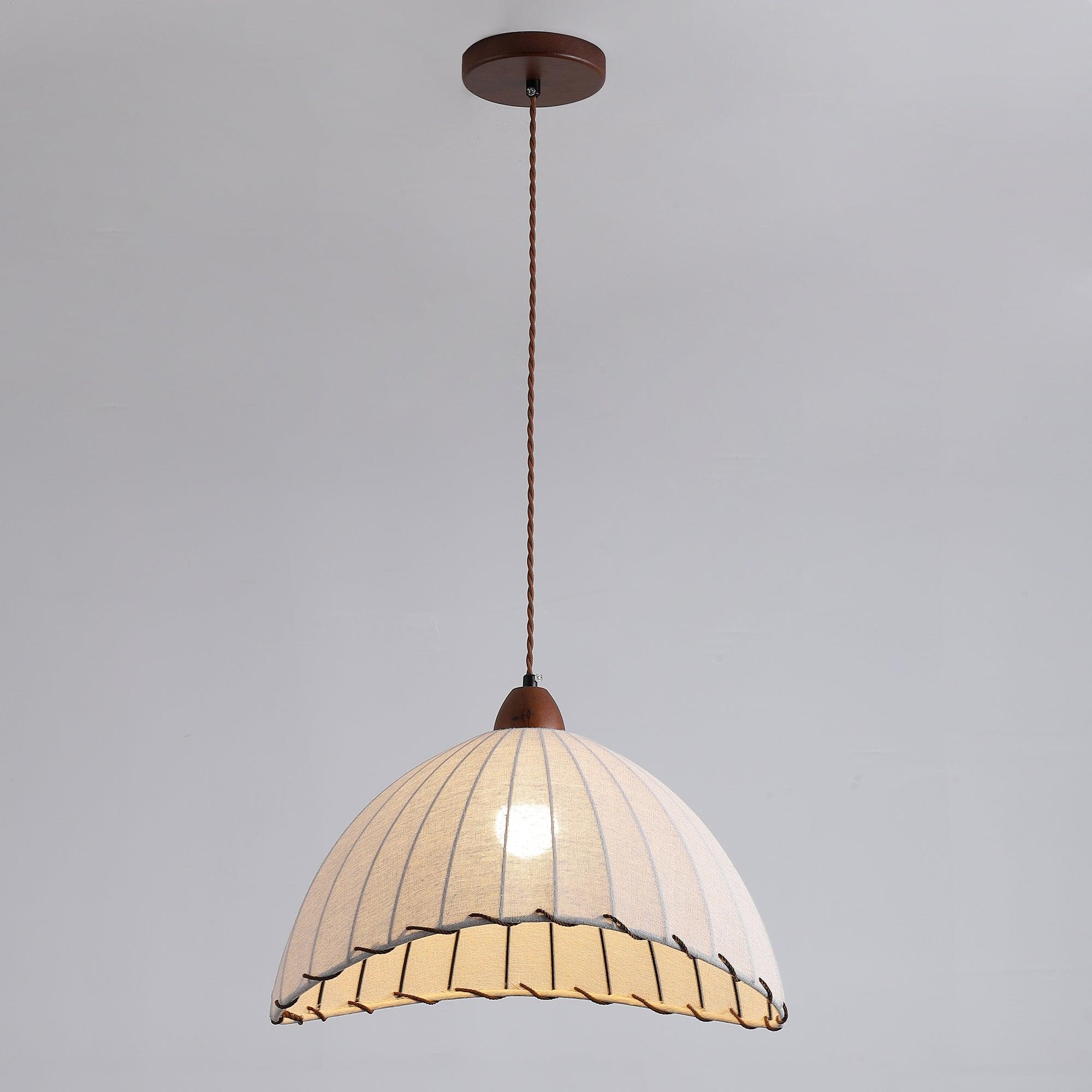Lampada a sospensione della serie Legno e Tessuto