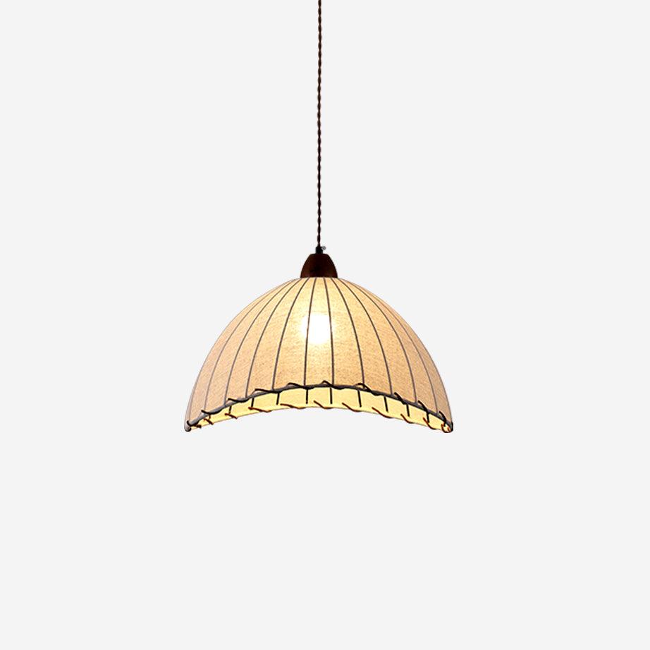 Lampada a sospensione della serie Legno e Tessuto
