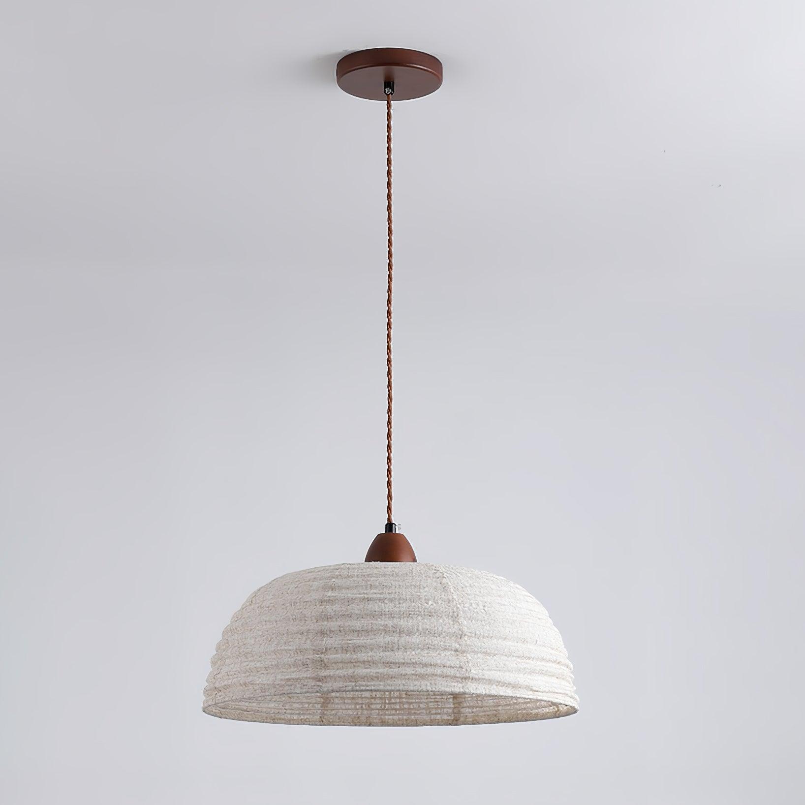 Lampada a sospensione della serie Legno e Tessuto