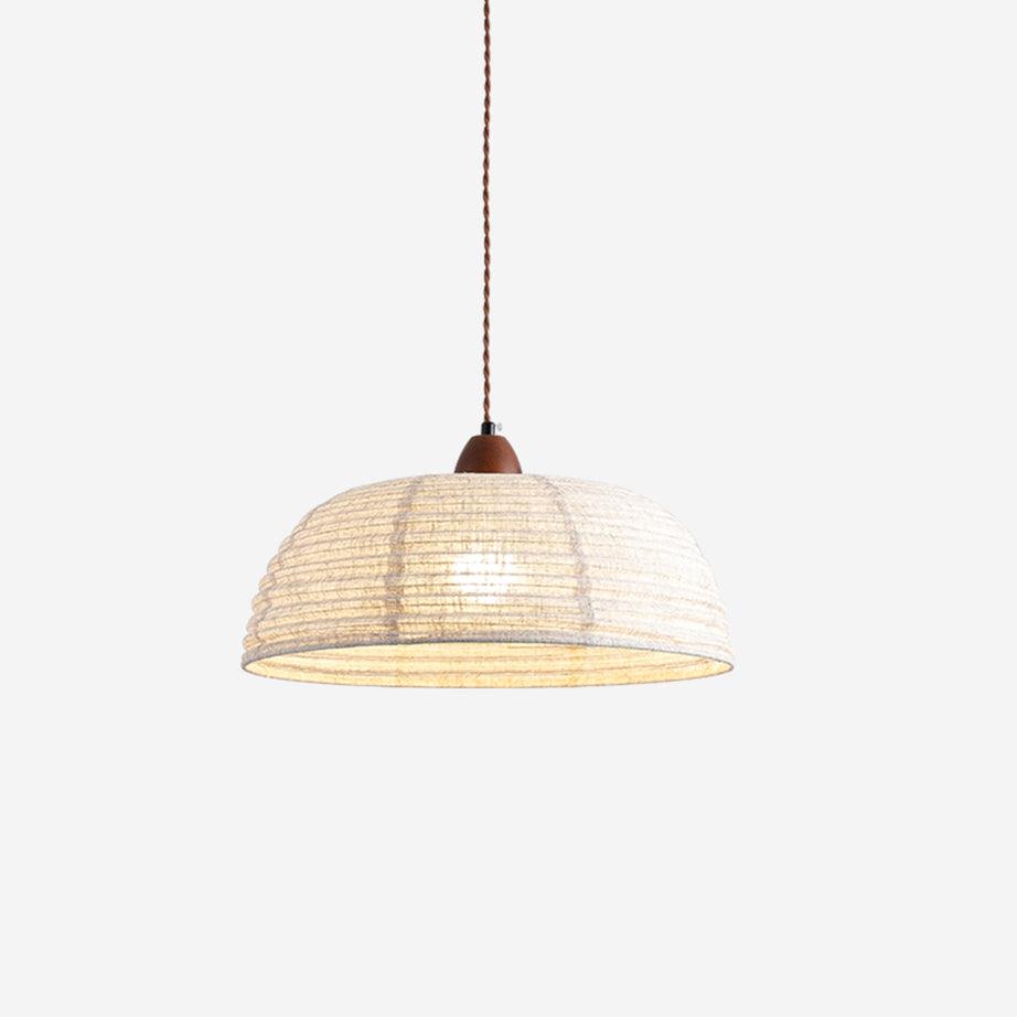 Lampada a sospensione della serie Legno e Tessuto