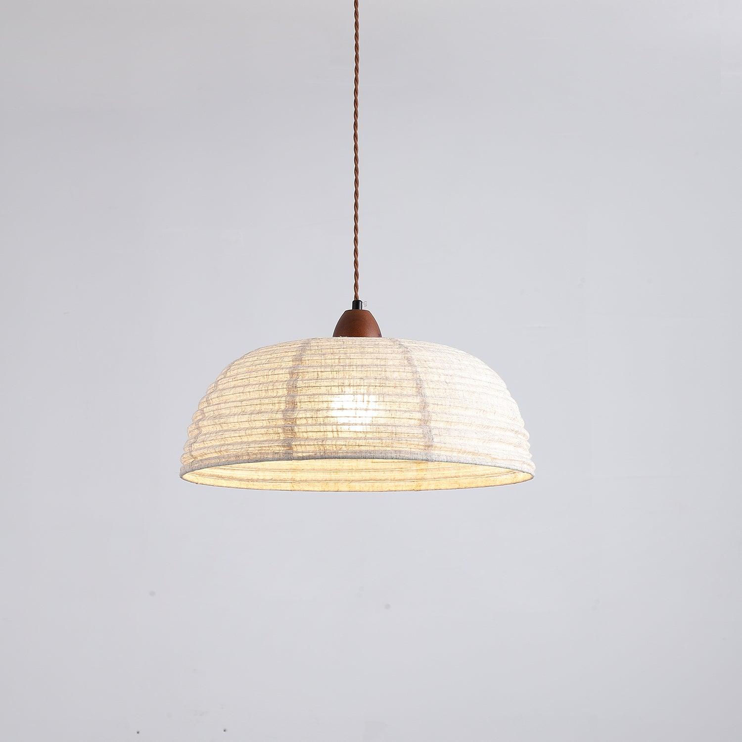 Lampada a sospensione della serie Legno e Tessuto