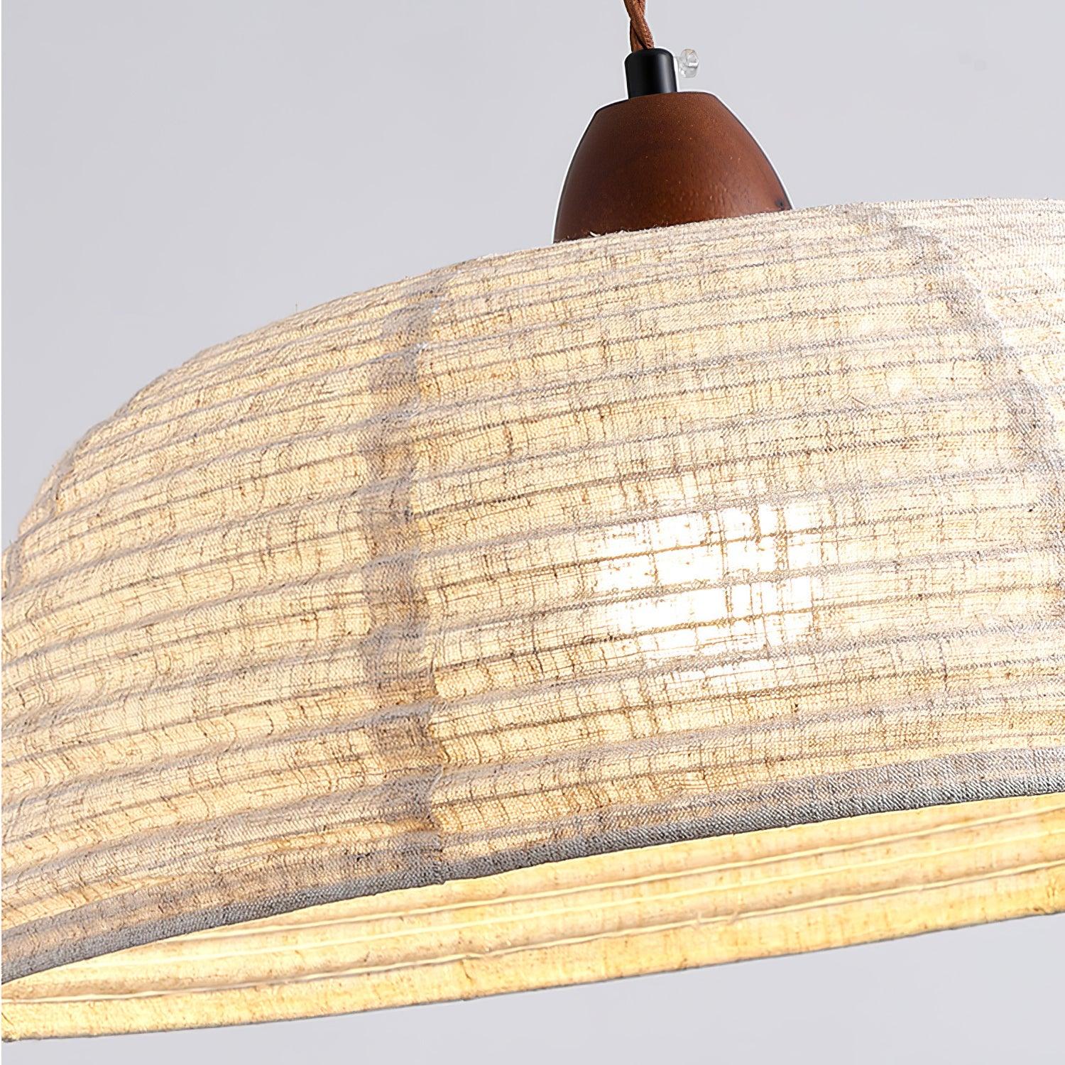 Lampada a sospensione della serie Legno e Tessuto