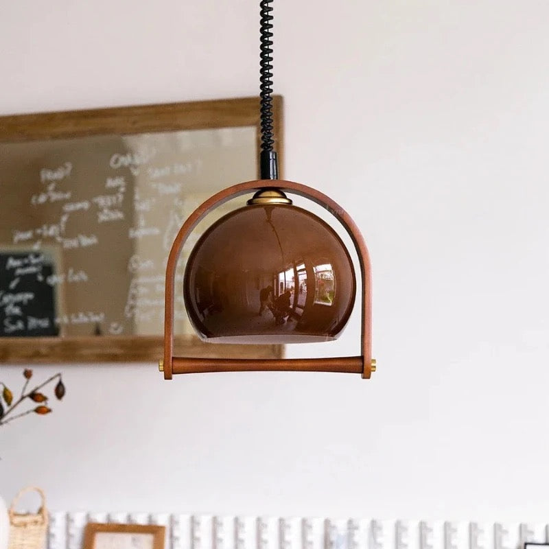 Luci a sospensione in legno Bauhaus vintage