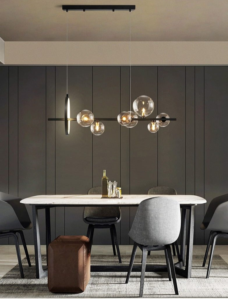 Lampadario a bolle di vetro