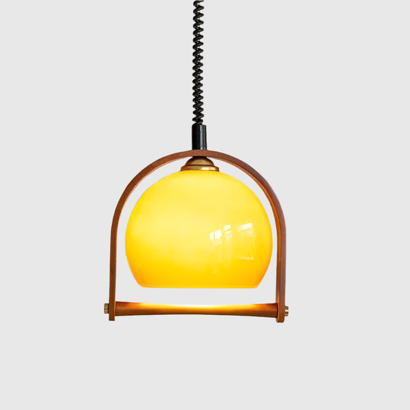 Luci a sospensione in legno Bauhaus vintage