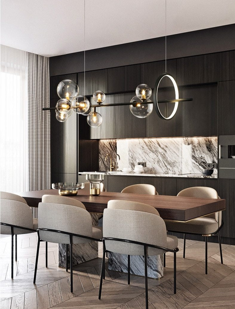 Lampadario a bolle di vetro