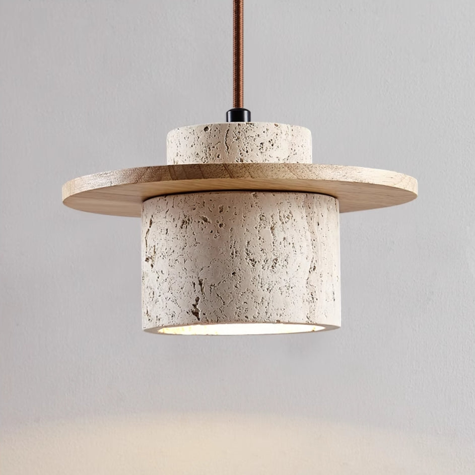 Lampada a sospensione in travertino