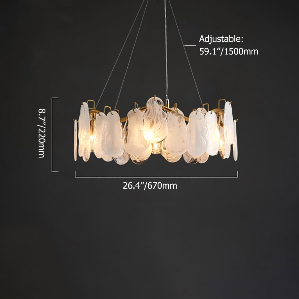 Lampadario Moderno a 6 Luci con Vetro a Nuvola a Livelli e Cavi Regolabili