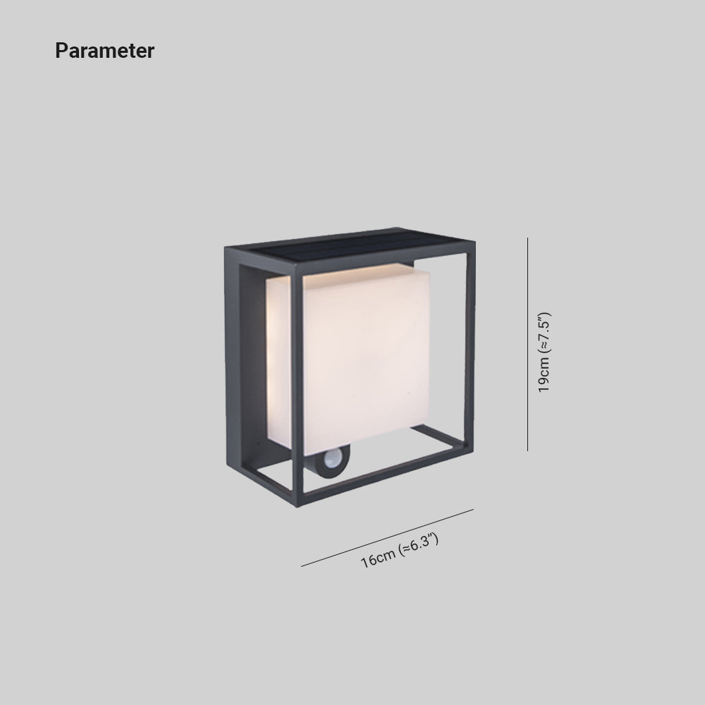 Lampada da Parete da Esterno Moderna Rettangolare in Acrilico con Sensore, Alimentata a Energia Solare, Impermeabile IP65