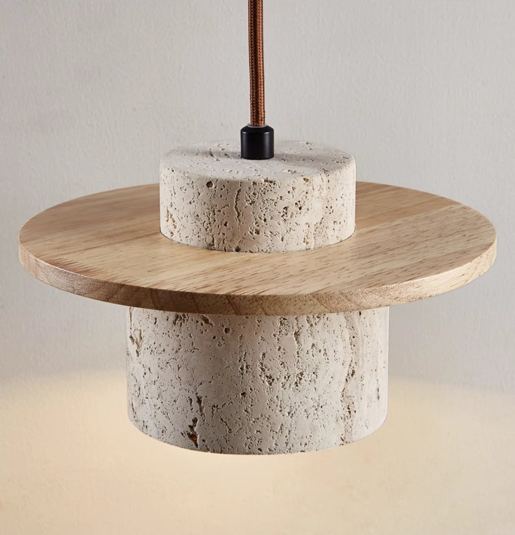 Lampada a sospensione in travertino