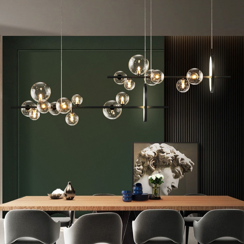 Lampadario a bolle di vetro