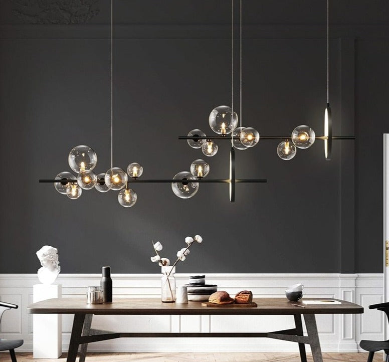Lampadario a bolle di vetro