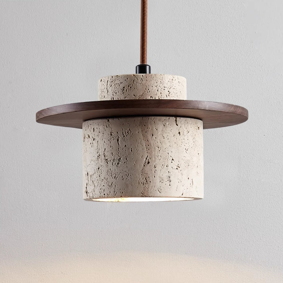 Lampada a sospensione in travertino